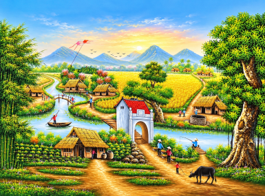 Cách phối tranh phong cảnh với nội thất phòng khách